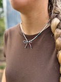 Sterling Pearl Bow Necklace