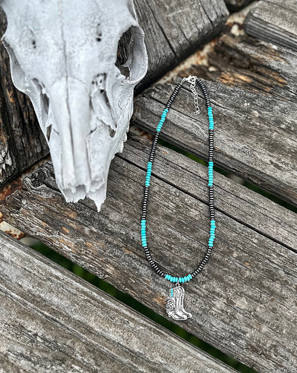 Turquoise Boot Necklace
