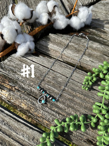Turquoise & Silver Bar Necklace's