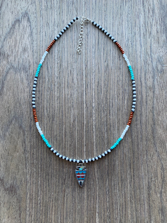 Arrowhead Necklace - Native American - Sage Blessed - Buffalo Horn & Bone  Beads - Buckskin Lace Adjustable Sizing - Hand Knapped Agate