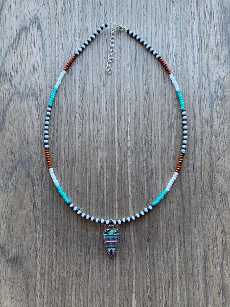 AztecArrowheadNecklacebeadedne