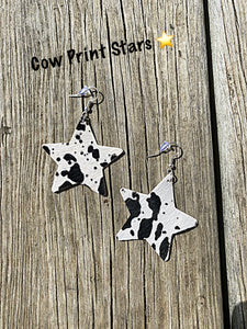 Cow Print Star Earrings