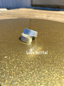 Wrap Ring - Heart w/Initial