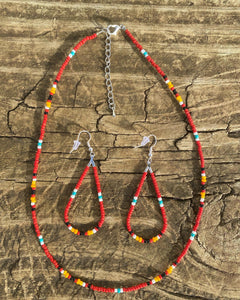 Western Beaded Necklace and Tear Drop Earring Sets