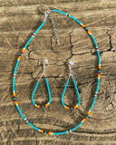 Western Beaded Necklace and Tear Drop Earring Sets