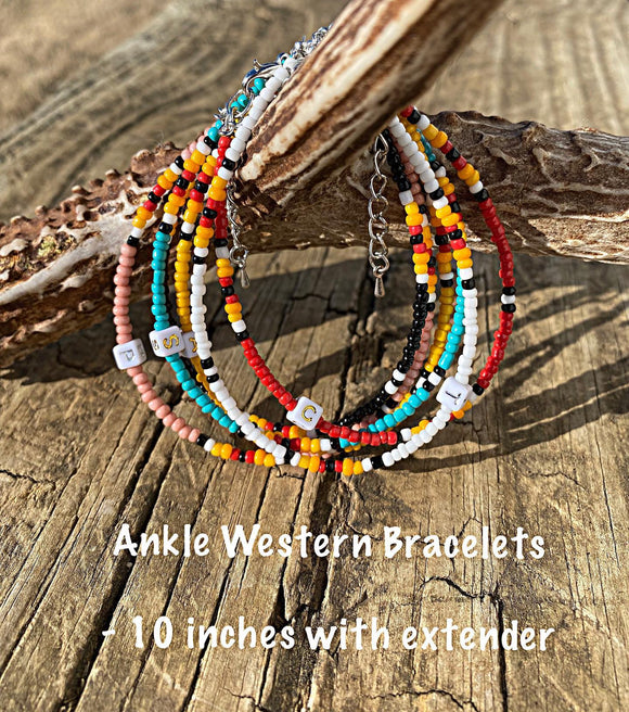 Western Initial Beaded Anklets