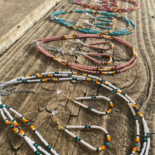 Western Beaded Necklace and Tear Drop Earring Sets